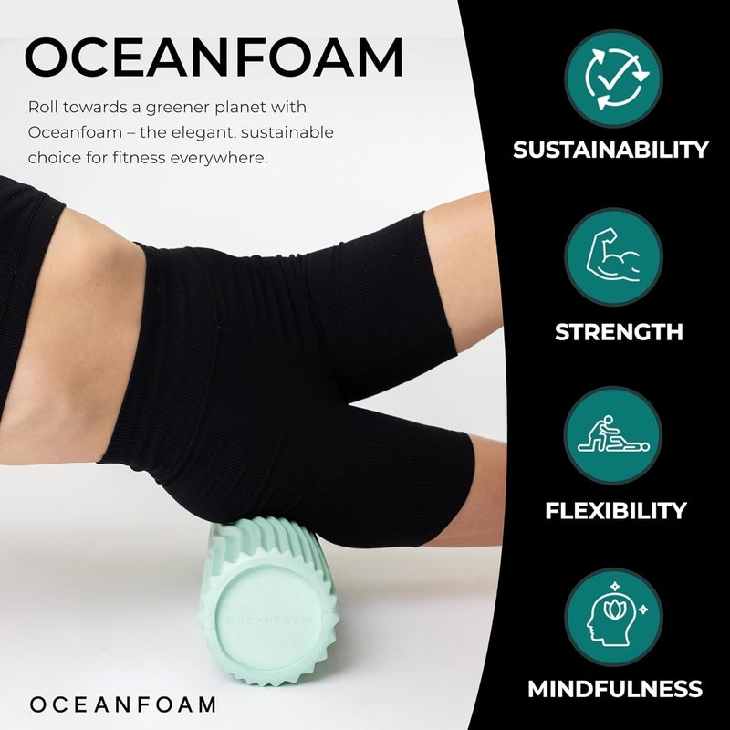 Oceanfoam Tidal Roller - Seafoam - Muscle Massage Foam Roller for Back Pain & Stretching - Firm and Ergonomic Wide Wave Textured - Yoga, Athletics, & Wellness - Full Size, 20" x 5" - Image 3